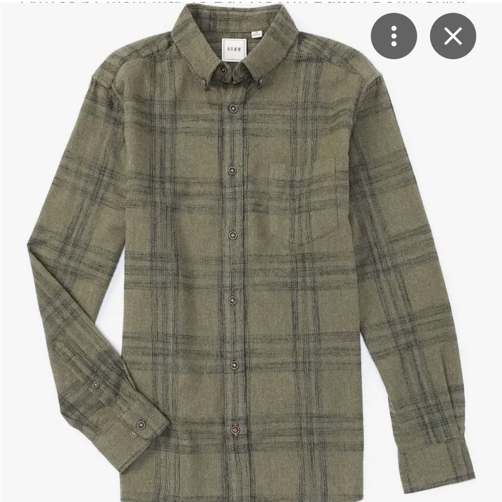 NWT Dillard’s ROWM Men’s Army Green and Black Long Sleeve Flannel 2XB, 4XB